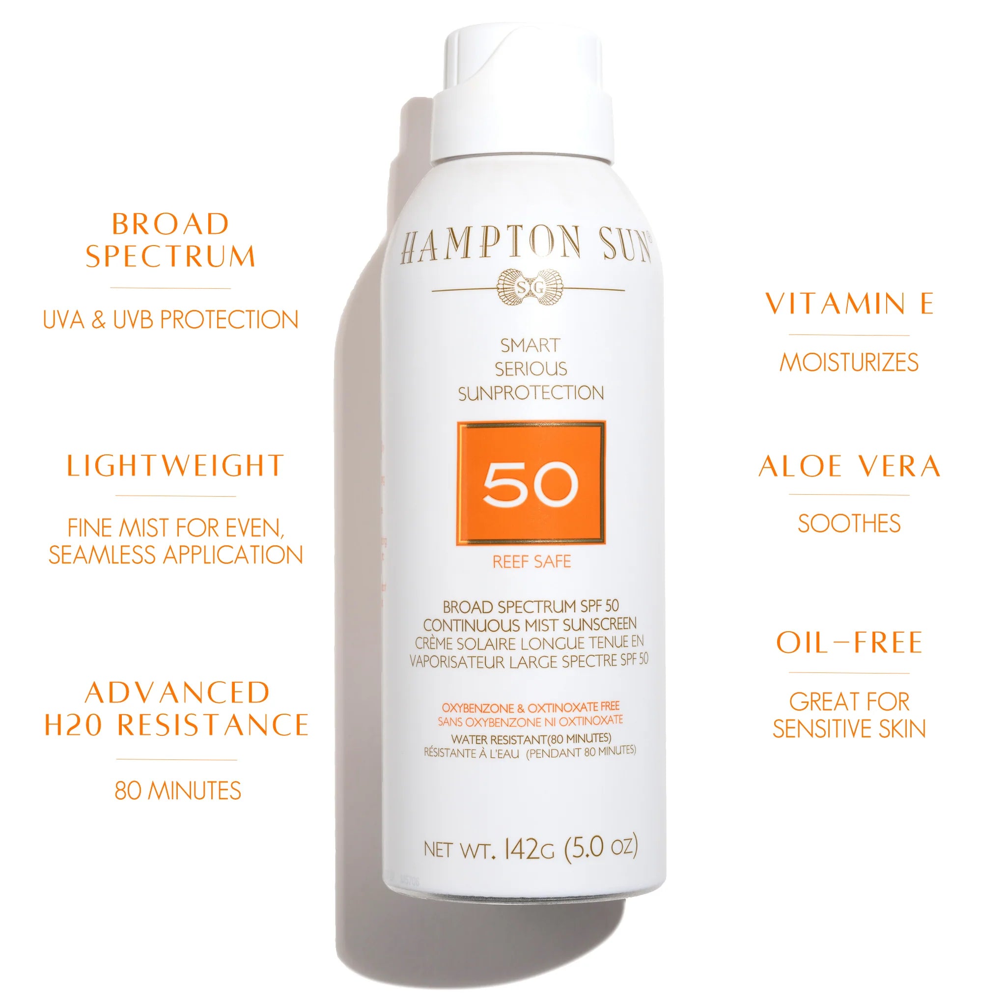 SPF 50 Continuous Mist features